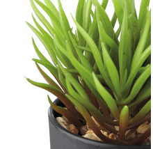 Kunstpflanze im Topf mit grünen Blättern.