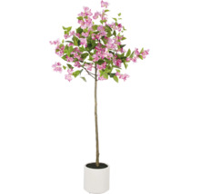 Künstlicher Bougainvillea Baum mit pinkfarbenen Blüten in weißem Topf
