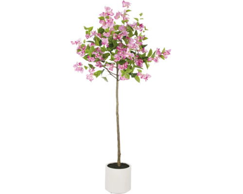 Künstlicher Bougainvillea Baum mit pinkfarbenen Blüten in weißem Topf