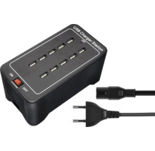 Station de charge USB avec plusieurs ports et câbles d''alimentation