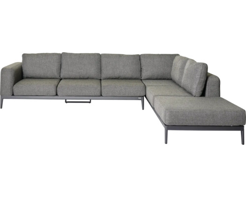 Graues Ecksofa mit Stoffbezug und Metallgestell