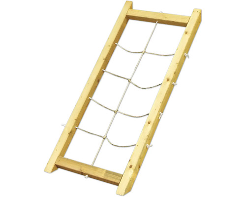 Kletterwand aus Holz mit Seilnetz für den Garten