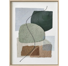 Œuvre d''art encadrée avec des formes et des textures abstraites