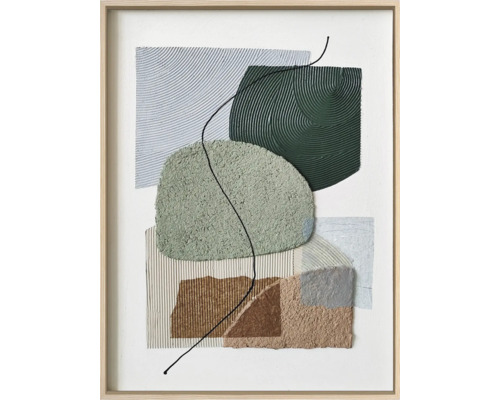 Œuvre d''art encadrée avec des formes et des textures abstraites