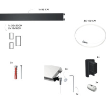 Set mit Bilderrahmenaufhängung, inklusive Schiene 95 cm, Seile 150 cm, Bilderrahmen und Zubehör