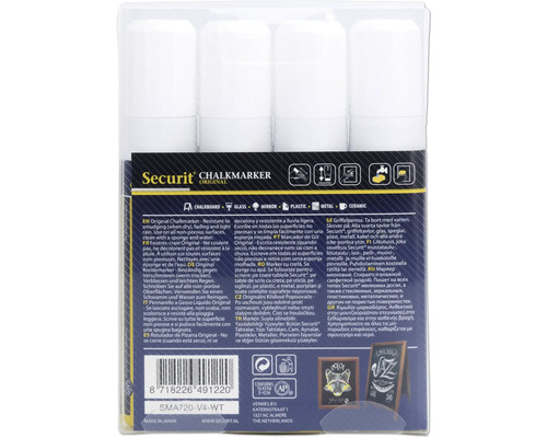 Securit Lot de marqueurs à craie originaux pour surfaces non poreuses