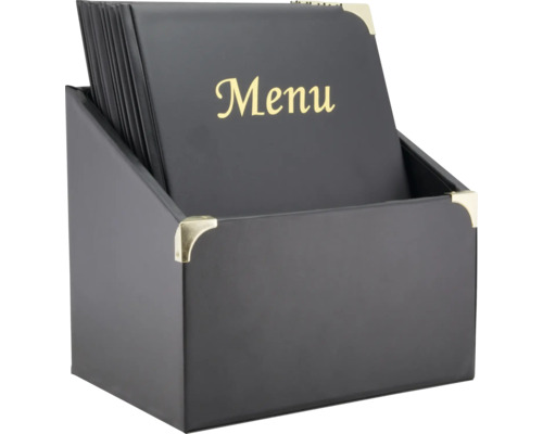 Porte-menus en similicuir avec coins dorés et cartes de menu