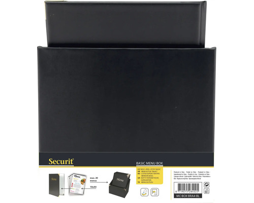 Boîte à menus Securit Basic pour cartes de menu jusqu''à 10xA4
