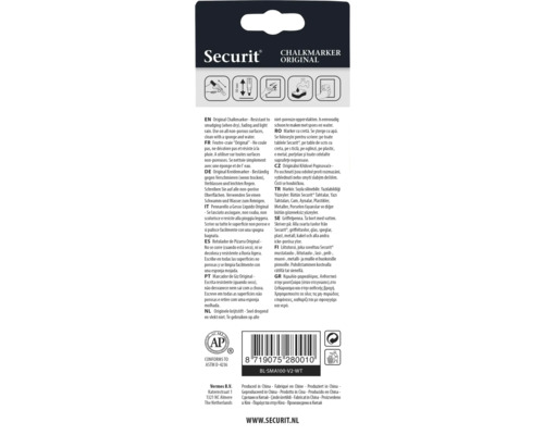 Feutre à craie original Securit, adapté aux surfaces non poreuses