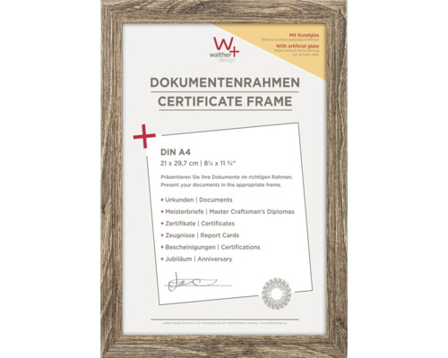 Dokumentenrahmen Holz Fiorito Kunstglas nussbaum 21x29,7 cm (DIN A4)