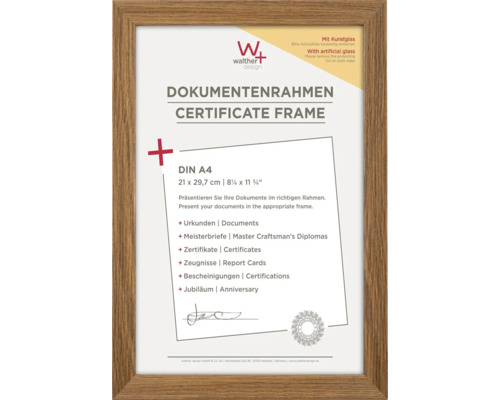 Dokumentenrahmen Holz Fiorito Kunstglas eiche dunkel 21x29,7 cm (DIN A4)