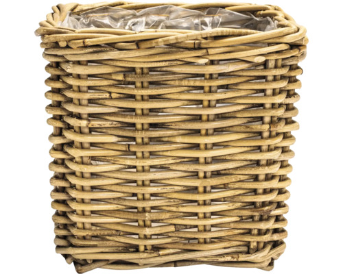 Runder Pflanzkorb aus Rattan mit Folie