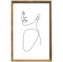 Grafik einer Frau mit einem Holzrahmen