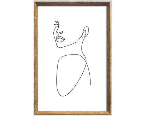 Grafik einer Frau mit einem Holzrahmen