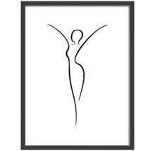 Gerahmtes Kunstwerk mit stilisierter Frauendarstellung