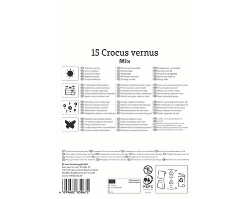 Informations sur le mélange de crocus, l''emplacement, la compatibilité avec les pots, la croissance pluriannuelle, l''attrait pour les insectes et la multiplication du matériel de culture
