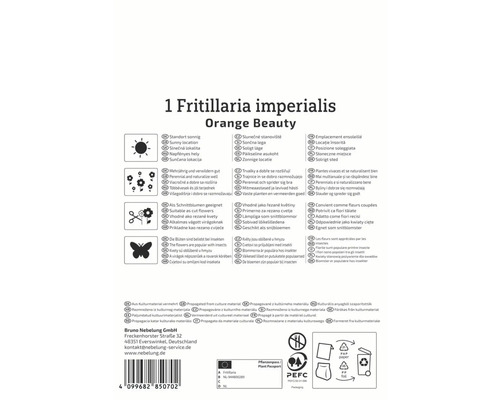 Informations sur Fritillaria imperialis Orange Beauty en français