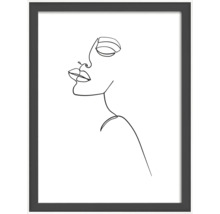 Tableau mural encadré avec dessin au trait d''un visage de femme