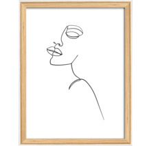 Gerahmtes Bild mit minimalistischer Strichzeichnung eines Frauengesichts