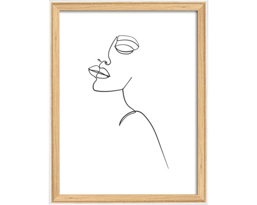 Gerahmtes Bild mit minimalistischer Strichzeichnung eines Frauengesichts