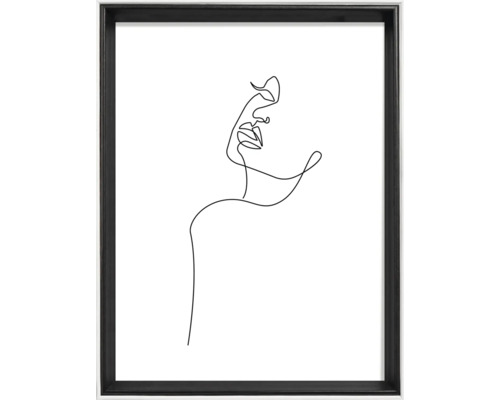 Gerahmtes Wandbild mit einer Strichzeichnung eines Frauenprofils