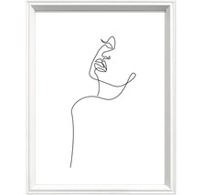 Image encadrée avec un seul trait représentant une femme