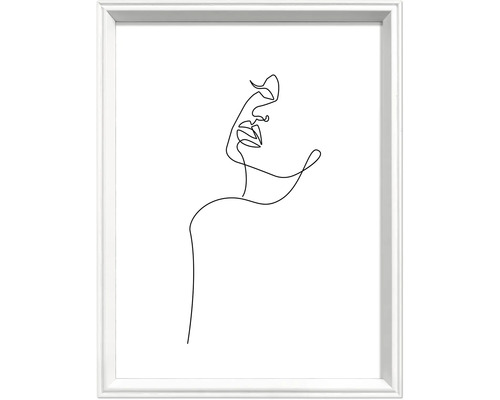 Image encadrée avec un seul trait représentant une femme