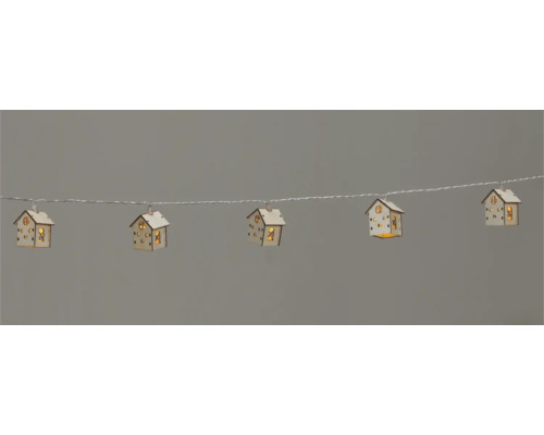 Guirlande lumineuse Lafiora maison bois 1,35 m 10 LED couleur d'éclairage blanc chaud avec minuterie 6 heures Guirlande lumineuse avec maisons en bois comme décoration