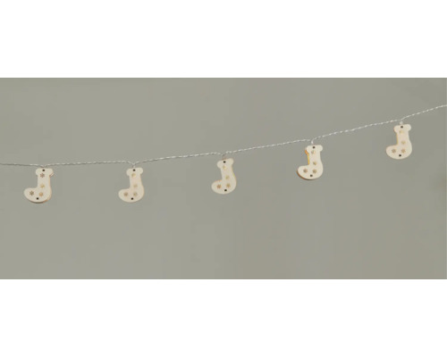 Guirlande lumineuse avec chaussettes en bois