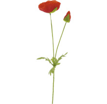 Kunststoff Mohnblume mit Stiel und Blättern