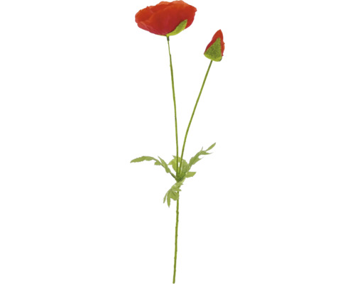 Kunststoff Mohnblume mit Stiel und Blättern