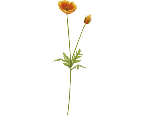 Kunstblume orangefarbener Mohn Kunstfaser H 63 cm orange Dekorative Kunstblume mit Blüte und Knospe