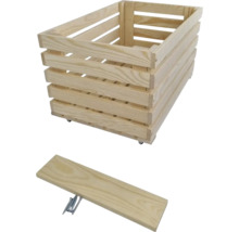 Holzkiste mit Rollen und Holzboden