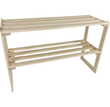 Étagère à chaussures en bois avec deux tablettes