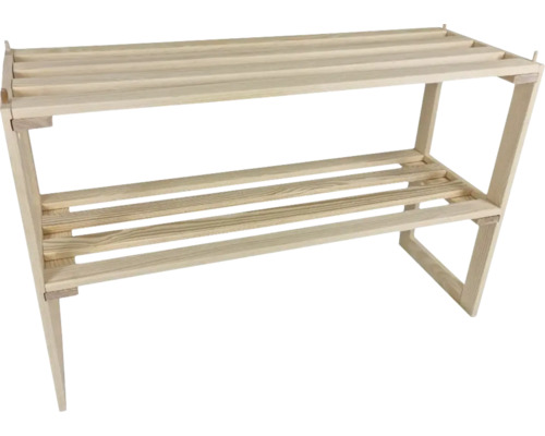 Étagère à chaussures en bois avec deux tablettes