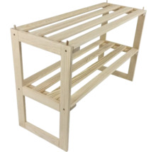 Étagère à chaussures en bois avec deux tablettes