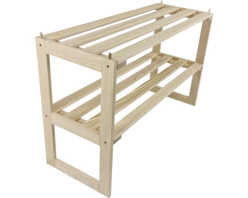 Étagère à chaussures en bois avec deux tablettes