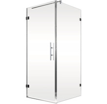 Cabine de douche d''angle avec verre transparent et poignée