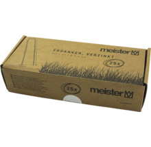 Packung mit 25 verzinkten Erdankern der Größe 200 x 30 x 3,8 mm von Meister