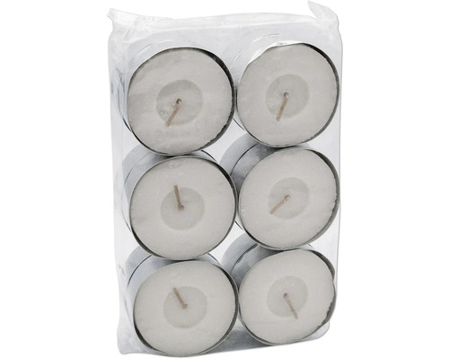 Bougies chauffe-plat dans un récipient en plastique transparent