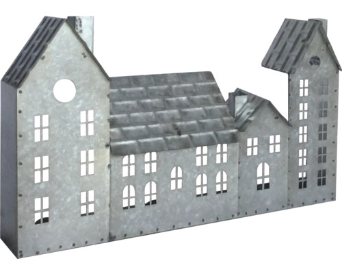 Kerzenständer Lafiora Haus Metall 39 x 7 x 22,5 cm zink Dekorative Häuserzeile aus Metall