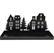 Coupe décorative avec silhouette de maisons et de sapins