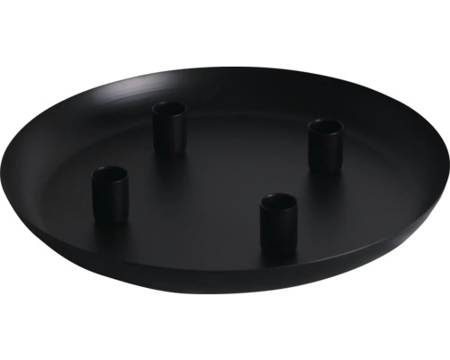 Bougeoir Lafiora métal Ø 30 cm h 3,5 cm noir Plateau à bougies noir avec quatre supports