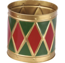 Cache-pot décoratif en métal avec motif losanges pour plantes