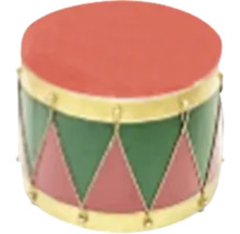 Tambour décoratif pour enfant avec peau rouge, triangles verts et rouges