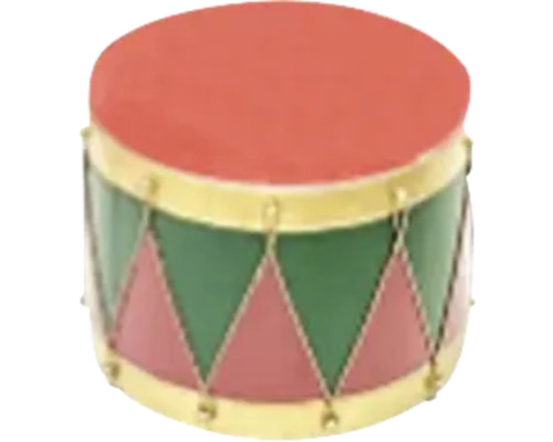 Tambour décoratif pour enfant avec peau rouge, triangles verts et rouges