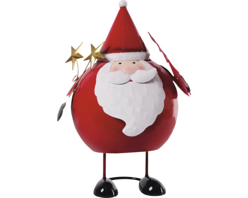 Objet décoratif Lafiora Père Noël en métal 18,5 x 16 x 27 cm blanc rouge Figurine décorative de Père Noël avec étoiles et bonnet