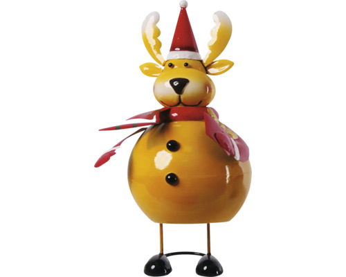 Objet décoratif Lafiora renne en métal 16,5 x 16 x 32 cm Figurine décorative renne avec bonnet et écharpe