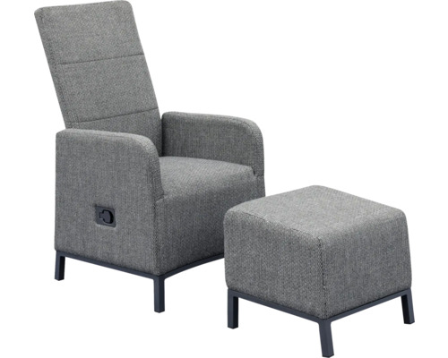 Grauer Relaxsessel mit Hocker
