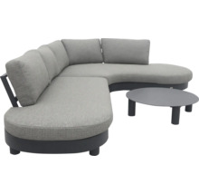 Graue Loungegruppe mit Sofa und Tisch für den Aussenbereich